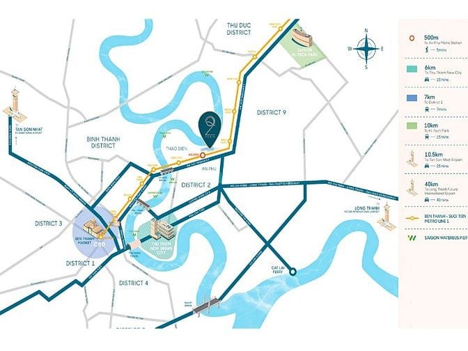 Bán Căn hộ tại Q2 Thảo Điền gồm 2 phòng ngủ tầng cao view city 71m2