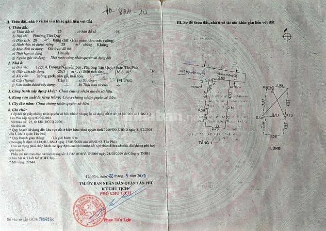 Bán nhà 122/14 Nguyễn Súy Ngay chợ Tân Hương. Tân phú