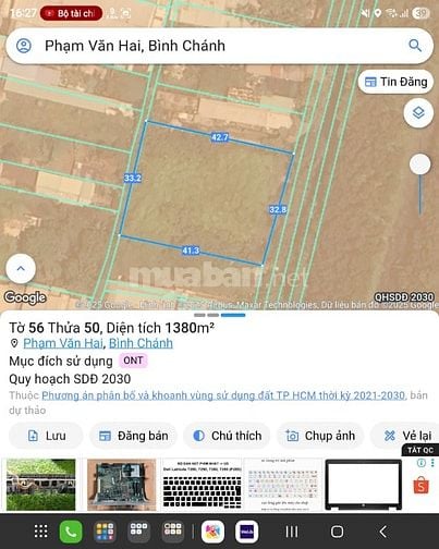 1386 m2 đất MT khu kênh Thanh Niên, Ấp 4, xã Phạm V Hai, 27,5tỷ HH1%