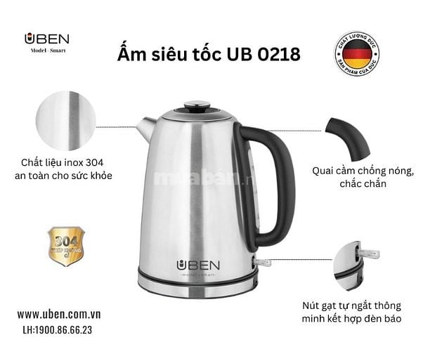 Ấm siêu tốc UBEN 304 1.8L UB 0218