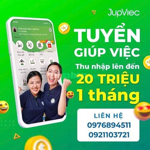 Tuyển giúp việc theo giờ thu nhập CAO, làm GẦN NHÀ