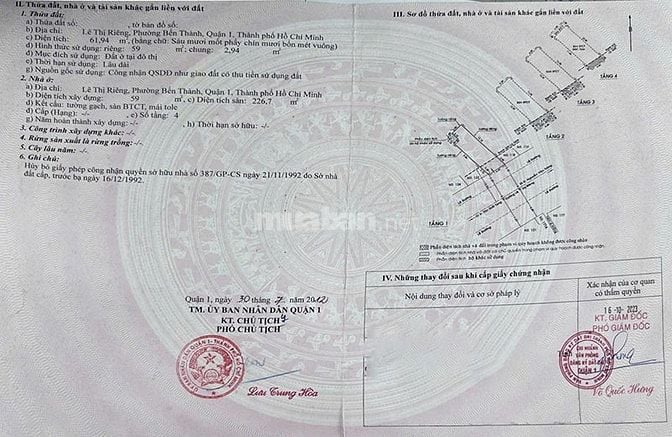 Bán nhà Lê Thị Riêng, Quận 1, 3 tầng, đang cho thuê, giá 35 tỷ