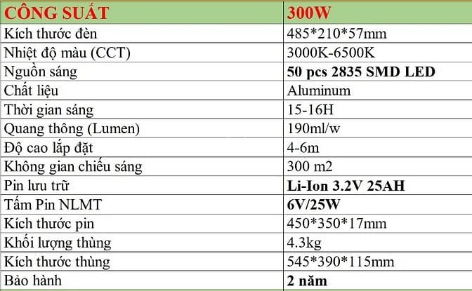 Đèn đường năng lượng mặt trời JD369, công suất 300w