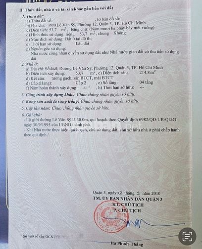 🌷 🌷🌷 BÁN NHÀ MẶT TIỀN : 367 LÊ VĂN SỸ - P. 12 - Q. 13 - TPHCM