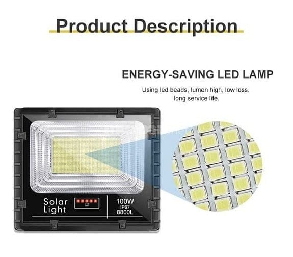 Đèn pha năng lượng mặt trời 100W JinDian JD