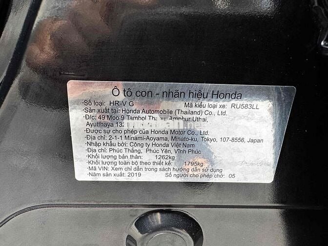 Honda HRV G nhập Thái Lan 2019