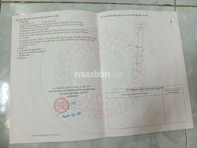 BÁN LÔ ĐẤT THỔ CƯ+ĐẤT TRỒNG CÂY LÂU NĂM CHÍNH CHỦ
