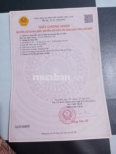 Nhà Bán Gấp : phường Tân Thâu, tỉnh An Giang - dt:3,15x8m nhà cấp 4