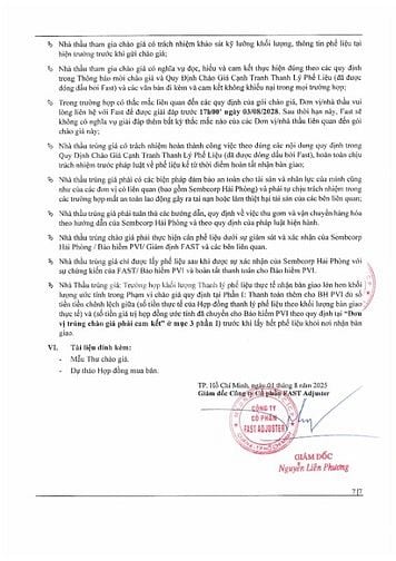 THÔNG BÁO MỜI CHÀO GIÁ CẠNH TRANH THANH LÝ PHẾ LIỆU