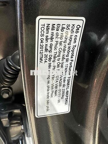 Toyota Fortuner 2014 2.7V 4x2 -7c tự động đẹp