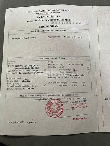 Bán nhà 1007/77/7 Lạc Long Quân 4x17 1 tầng giá 6,1 tỷ