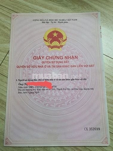 NHÀ CHÍNH CHỦ SỔ HỒNG CẦM TAY CẦN BÁN