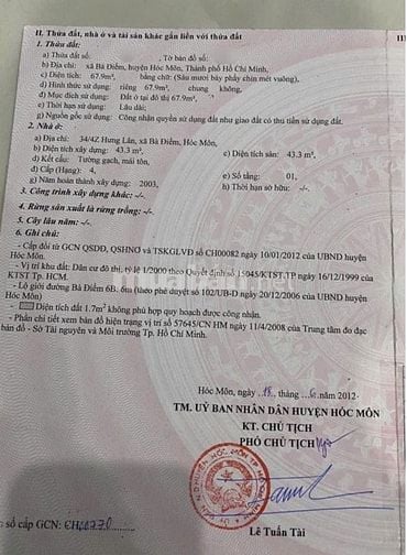 Bán gấp căn nhà 68m2 ở Nguyễn Thị Hai, Bà Điểm, Hóc Môn. 750 triệu.