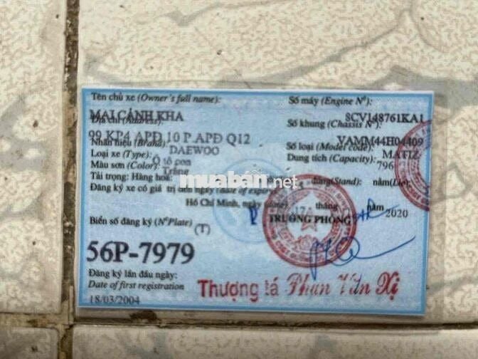 Daewoo Matiz đời 2004 biển số đẹp