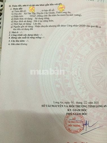 Chính chủ cần ra miếng đất 333m2 full thổ cư, đường 20met. Giá:1ty690