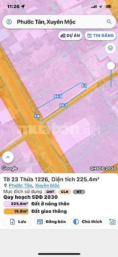 Chính chủ cần bán 4 lô đất Xuyên Mộc, sát hồ Bà Tô