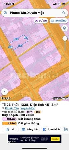 Chính chủ cần bán 4 lô đất Xuyên Mộc, sát hồ Bà Tô