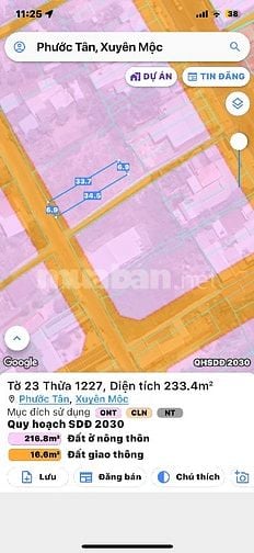 Chính chủ cần bán 4 lô đất Xuyên Mộc, sát hồ Bà Tô