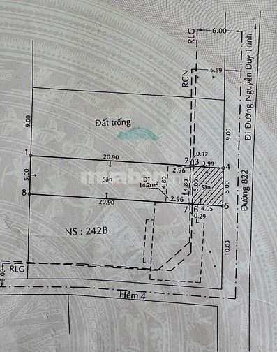Đất mặt tiền đường 822 ,cách Nguyễn duy Trinh 50m