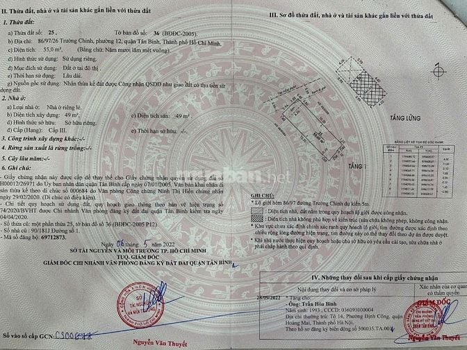 Giá 6T Bank cho vay 5T. hẻm 86 Trường Chinh-P12-T.Bình–DT:55m (4,2*13)