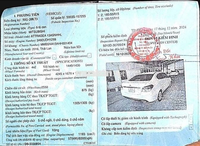 MITSUBISHI ATTRAGE 2016 MT, SỐ SÀN, KHÔNG LỖI.