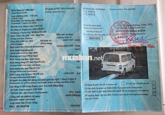 Nissan Urvan không niên hạn giá rẻ có đổi xe
