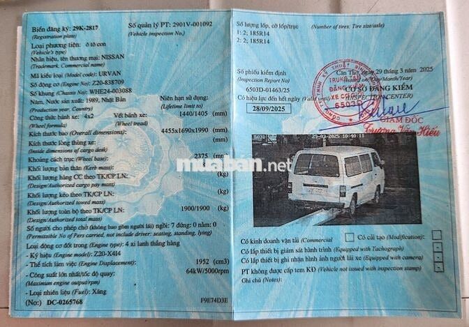 Nissan Urvan không niên hạn giá rẻ có đổi xe