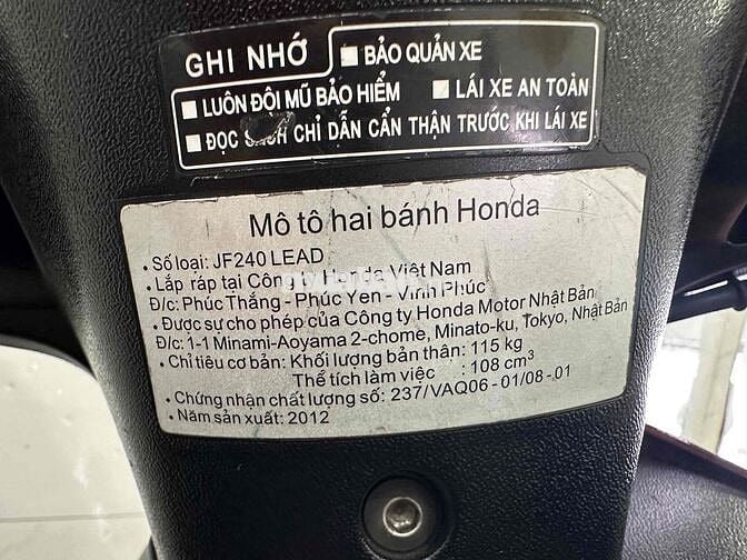 Honda Lead Đời 2012 Max Đời . BSTP
