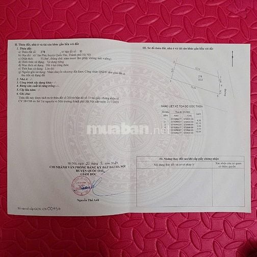 Đất xã Tân Phú huyện quốc oai 55m 