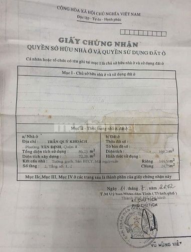 Bán nhà Trần Quý Khoách, Q1, 6,1m mặt tiền, khu kinh doanh