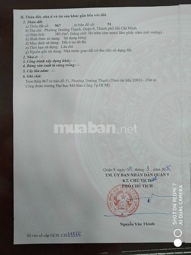 Bán đất đường D7 phường Trường Thạnh Quận 9 giá 12 tỷ
