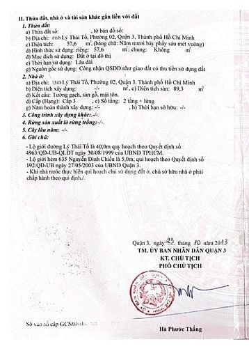BÁN NHÀ 2 MẶT TIỀN TRƯỚC VÀ SAU : 138 LÝ THÁI TỔ  - P. 2 
