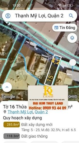Bán 75m2 đất đường 19 Cát Lái.Tp HCM 6 tỷ 6
