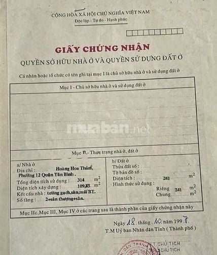Bán nhà mặt tiền khu sân bay Tân Bình, 241m², giá chỉ 207 triệu/m²