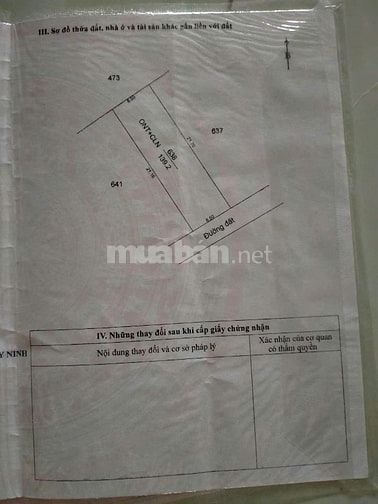 6,5 x 22 có thổ cư. Đường bê tông. Gần KCN Phước Đông. 480tr