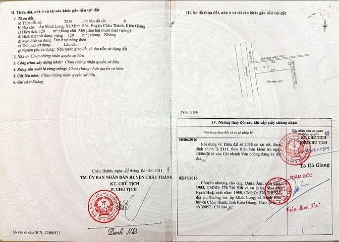 nền TĐC Minh Long - Ấp Minh Long – xã Minh Hòa –  h. Châu Thành - AG