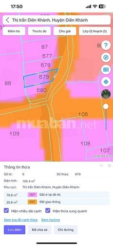 TT58 Bán đất đường oto gần đường Đồng Khởi thị trấn Diên Khánh