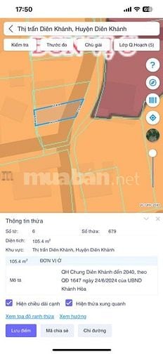 TT58 Bán đất đường oto gần đường Đồng Khởi thị trấn Diên Khánh