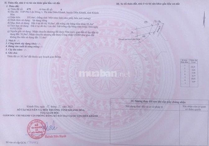 TT58 Bán đất đường oto gần đường Đồng Khởi thị trấn Diên Khánh