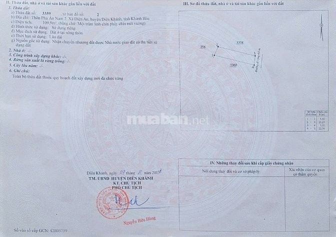 DA68 Bán đất hẻm 4m thôn Phú Ân Nam xã Diên An
