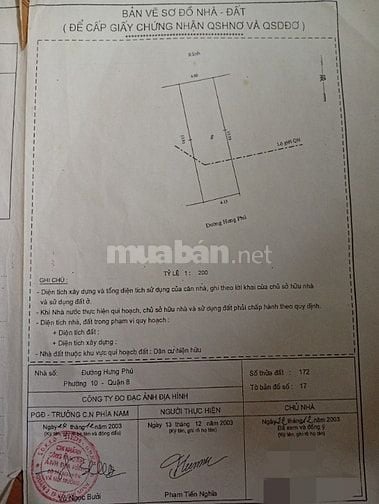 BÁN NHÀ MẶT TIỀN HƯNG PHÚ .P. CHÁNH HƯNG