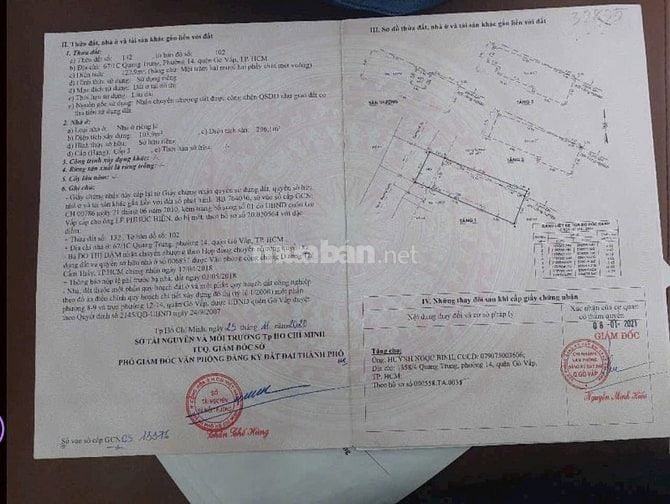 Bán nhà rộng rẻ 3 lầu sau mặt tiền (6x22) 1358/ Quang Trung p3 Gò Vấp 