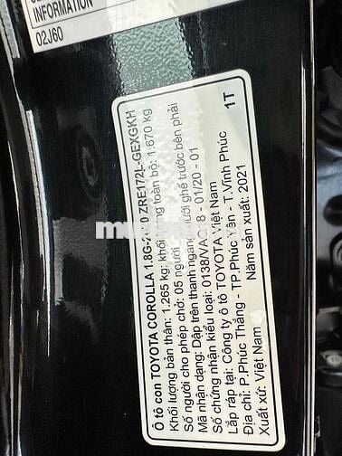 Toyota Corolla 2021 - bản V tự động HÃNG BH 1 năm