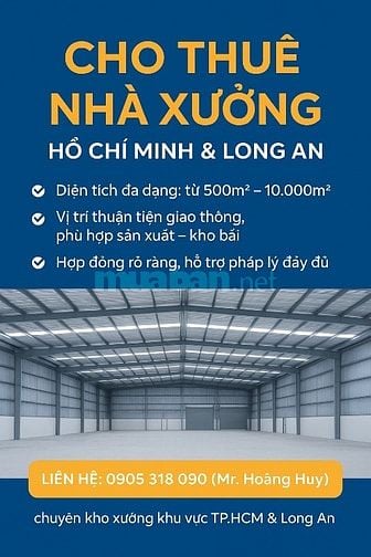 Cho thuê xưởng Củ Chi 1000m- 2000m2 -5000m / pháp lý đầy đủ / giá…