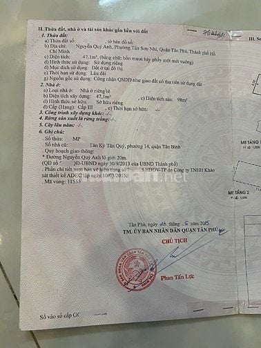 Nhà mặt tiền kd Nguyễn Quý Anh,Q.Tân Phú dt47m2 đúc thật 1 lầu 2pn 2wc