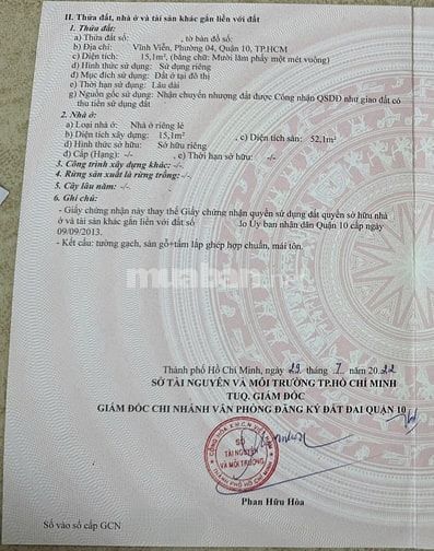 BÁN NHÀ GÓC 2 MẶT TIỀN : 115 VĨNH VIỄN - P. 4 - Q. 10 - TPHCM