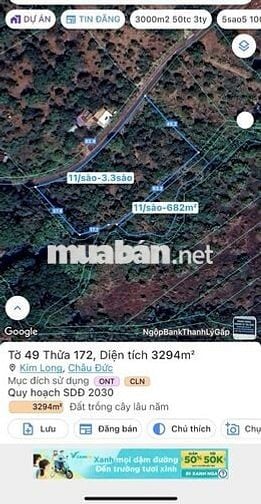 Cần bán 4000m2 Kim Long có 80 Thổ cư mặt tiền 83m măt tiềnđường nhựa
