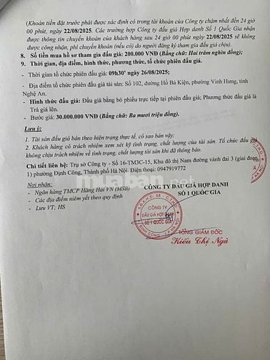 CÔNG TY ĐẤU GIÁ HỢP DANH SỐ 1 QUỐC GIA THÔNG BÁO BÁN ĐẤU GIÁ TÀI SẢN