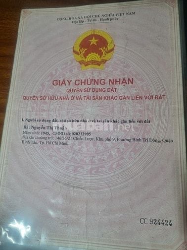 Bán nhà riêng tại Đường Tân Hòa Đông, Bình Trị Đông, Bình Tân, Hồ Chí 