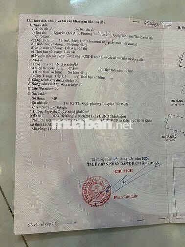 Nhà mặt tiền kd Nguyễn Quý Anh,Q.Tân Phú dt47m2 đúc thật 1 lầu 2pn 2wc
